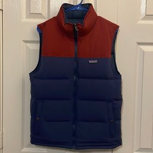 Men’s Patagonia Reversible Bivy Down Puffer Vest Blue/Red
